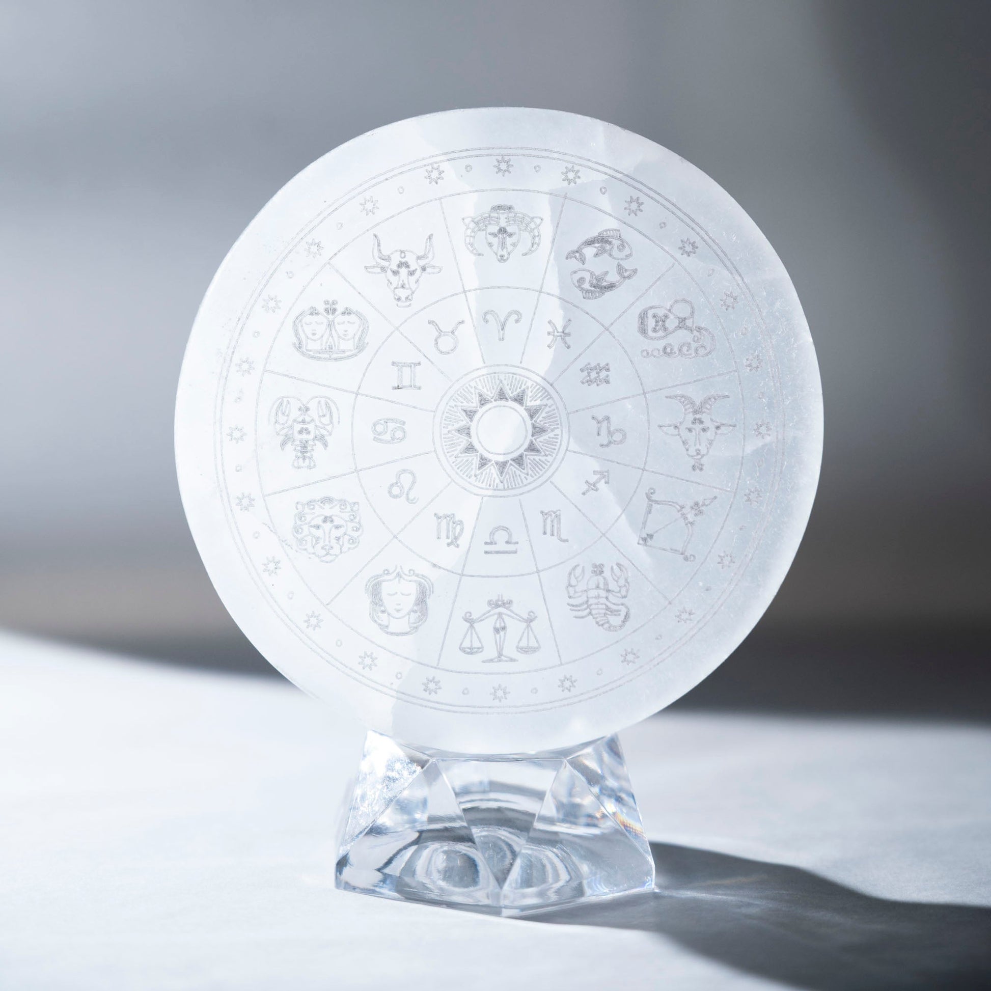 Selenite Astrology Disk - Green House Store