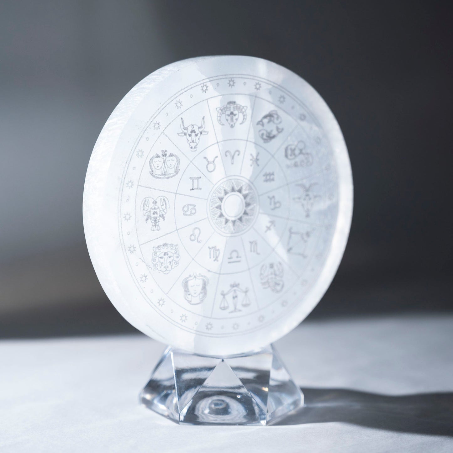 Selenite Astrology Disk - Green House Store