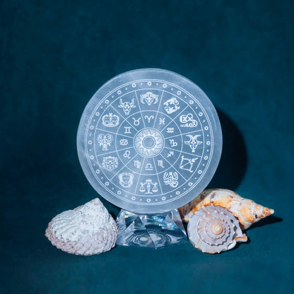 Selenite Astrology Disk - Green House Store